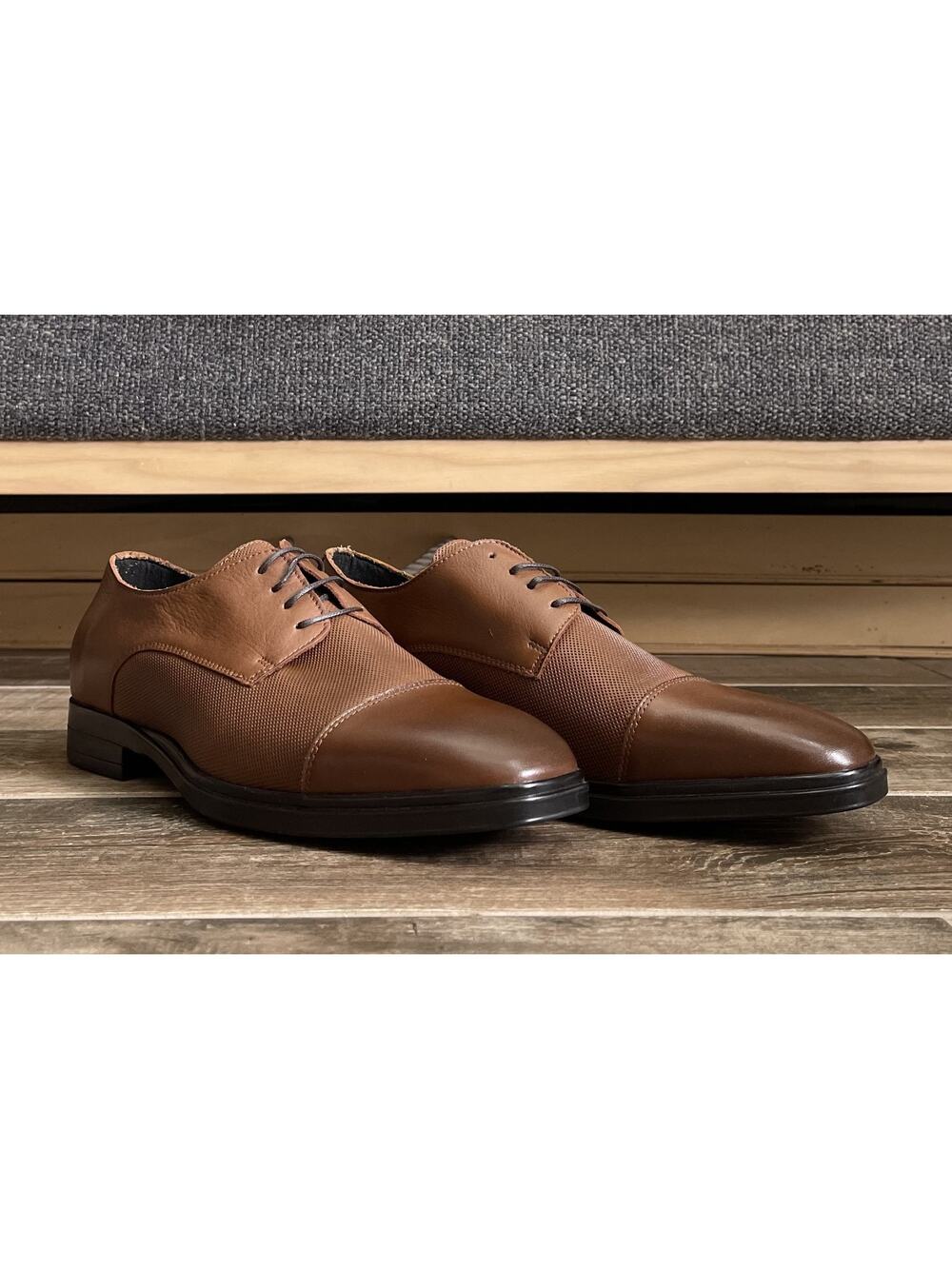 $350 NIB Karl Lagerfeld Paris Mens Cap Toe Derby Dress Shoes Brown Leather 42/9